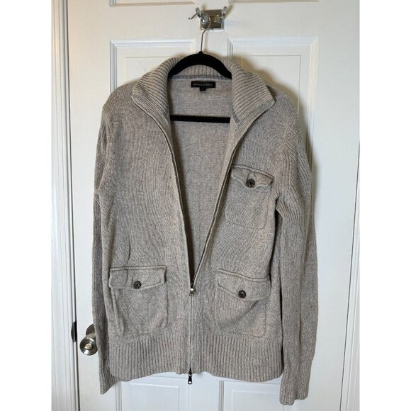 Banana Republic Men's Full Zip Tan Sweater Size L - Picture 9 of 11